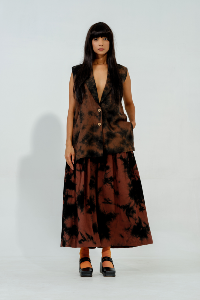 Bamboo skirt cotton matty skirts by Stoique in brown for women Worldwide
