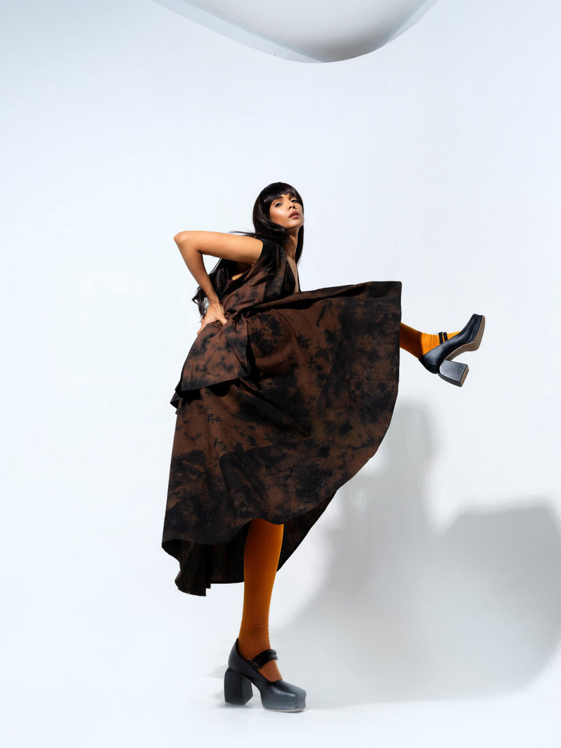 Bamboo Dress cotton matty dresses by Stoique in brown for women Worldwide