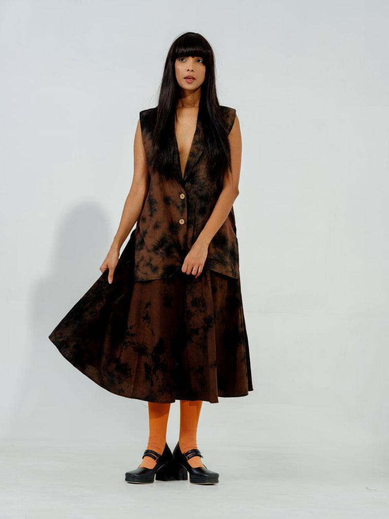 Bamboo skirt cotton matty skirts by Stoique in brown for women Worldwide