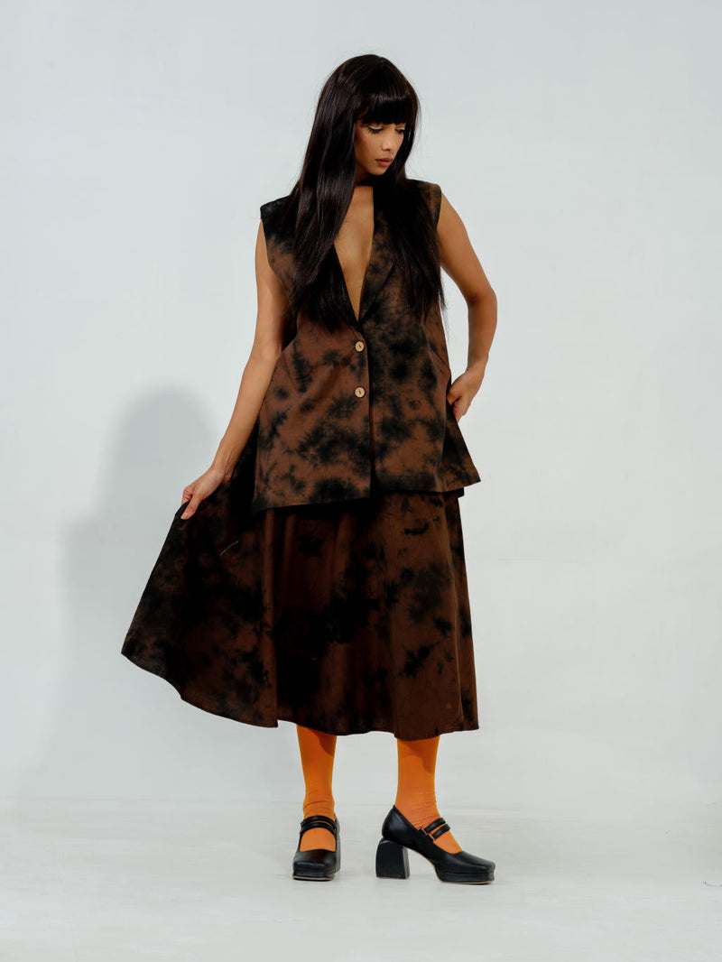 Bamboo skirt cotton matty skirts by Stoique in brown for women Worldwide