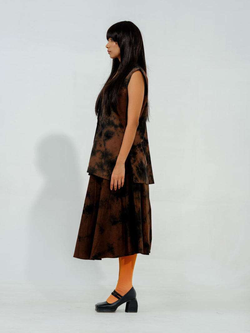 Bamboo skirt cotton matty skirts by Stoique in brown for women Worldwide