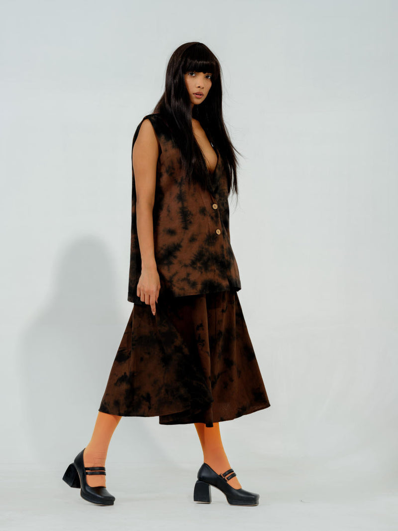 Bamboo skirt cotton matty skirts by Stoique in brown for women Worldwide