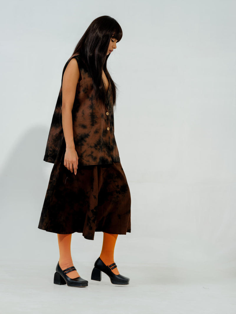 Bamboo skirt cotton matty skirts by Stoique in brown for women Worldwide