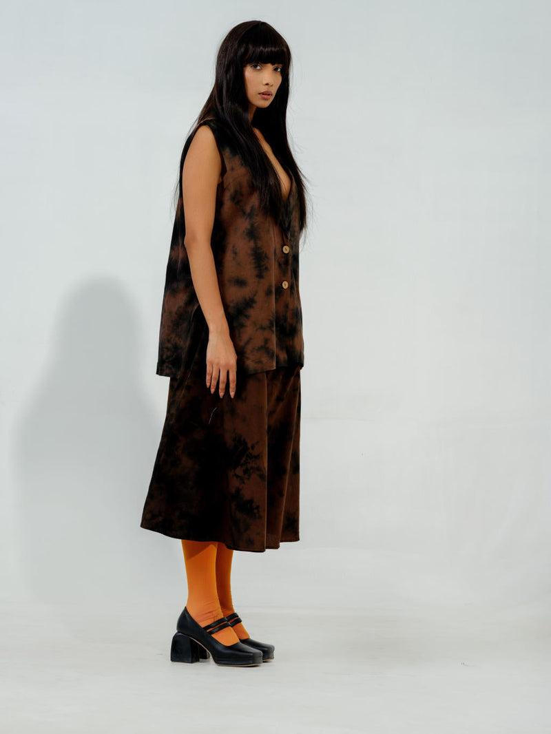 Bamboo skirt cotton matty skirts by Stoique in brown for women Worldwide