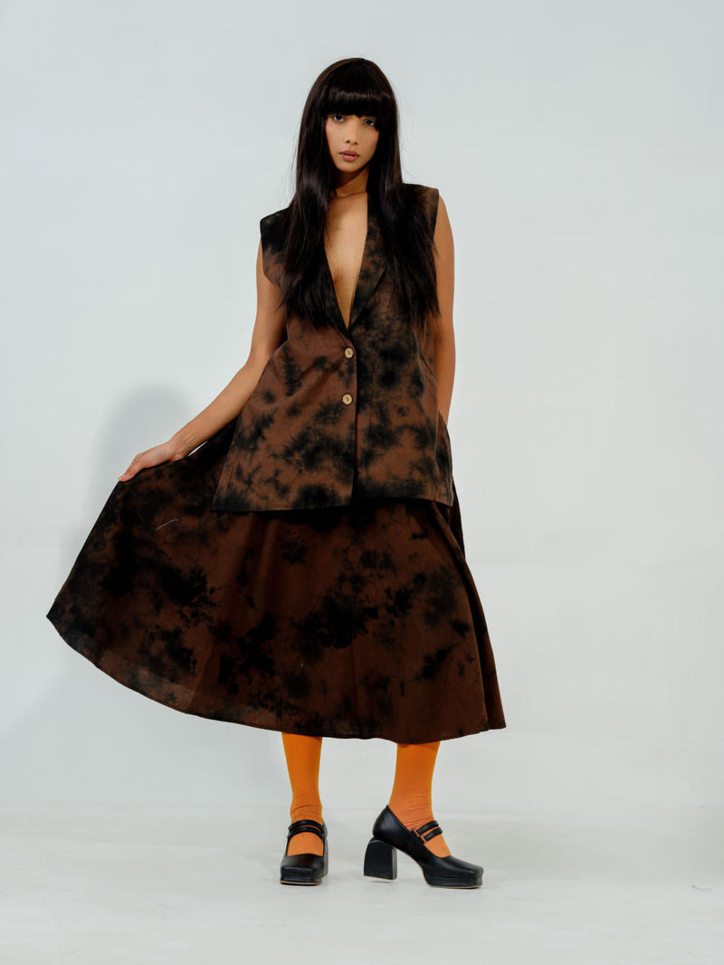 Bamboo skirt cotton matty skirts by Stoique in brown for women Worldwide
