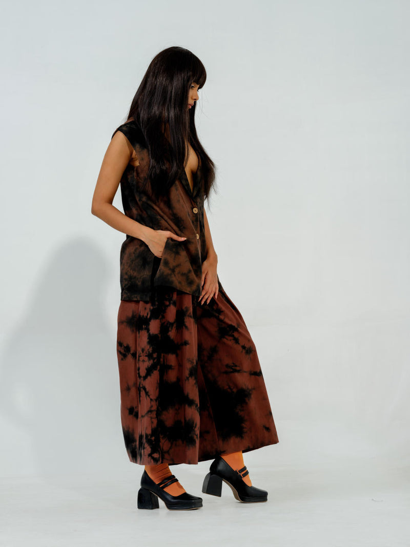 Bamboo skirt cotton matty skirts by Stoique in brown for women Worldwide