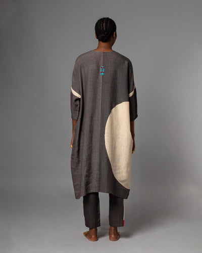 Bamile Charcoal Red Natural Kaftan