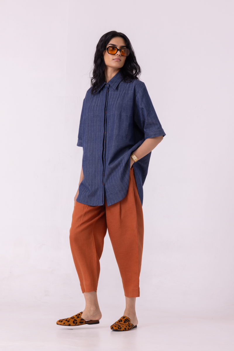 Bandra Rust Linen Pants all linen by The Summer House for women Worldwide