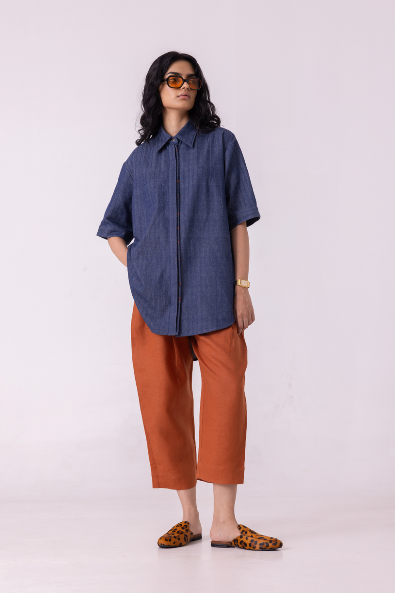 Bandra Rust Linen Pants all linen by The Summer House for women Worldwide
