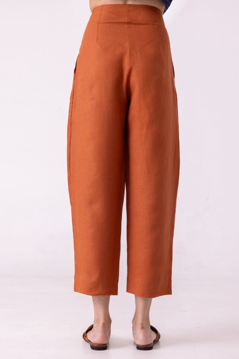 Bandra Rust Linen Pants all linen by The Summer House for women Worldwide