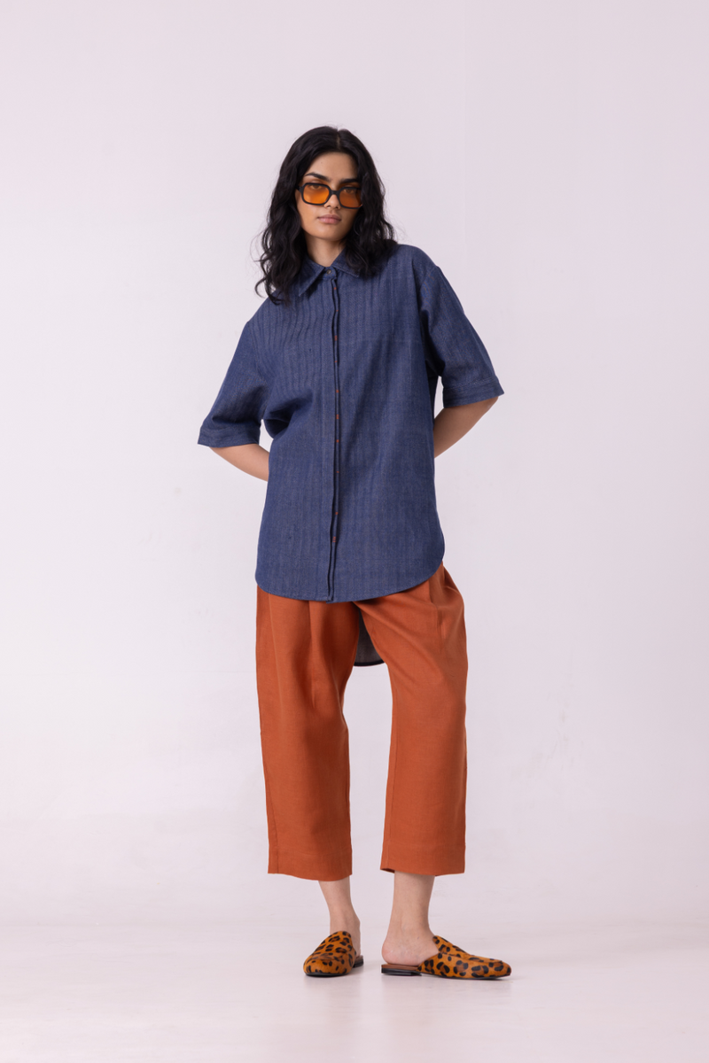 Bandra Rust Linen Pants all linen by The Summer House for women Worldwide