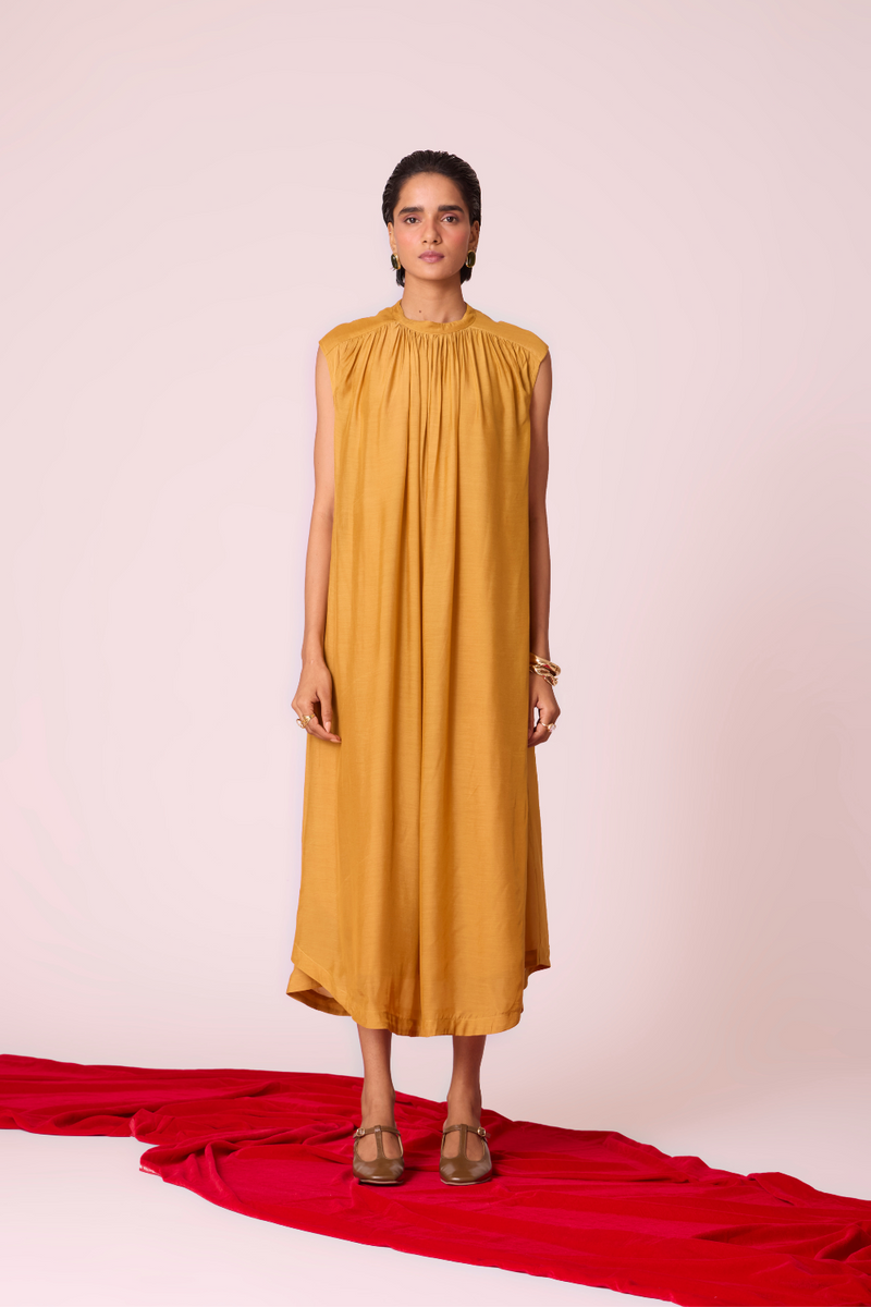 Barika Yellow Midi Dress by The Summer House in yellow color for women Worldwide