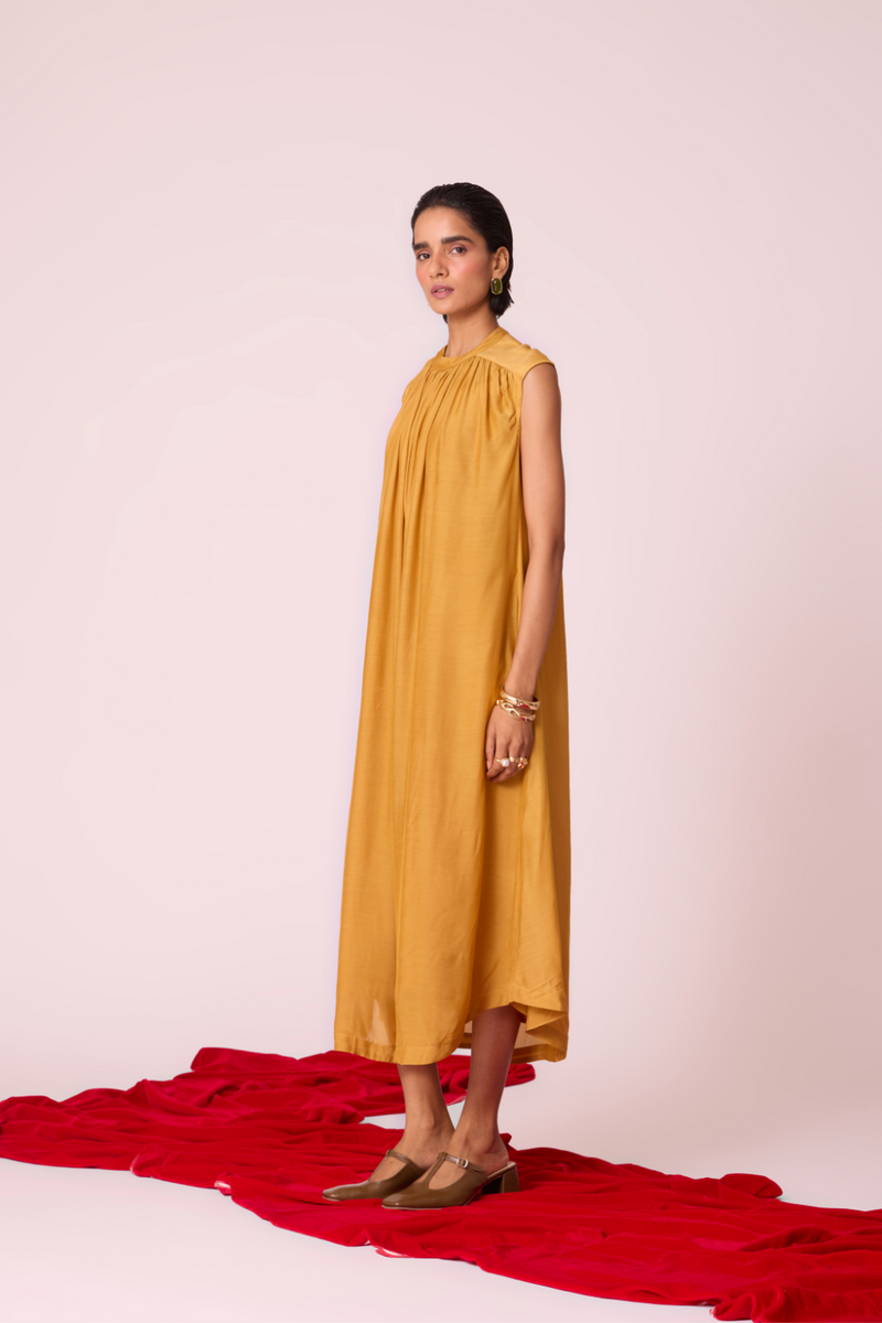 Barika Yellow Midi Dress by The Summer House in yellow color for women Worldwide