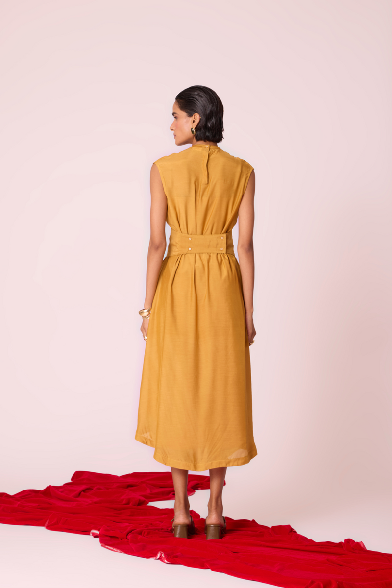 Barika Yellow Midi Dress by The Summer House in yellow color for women Worldwide