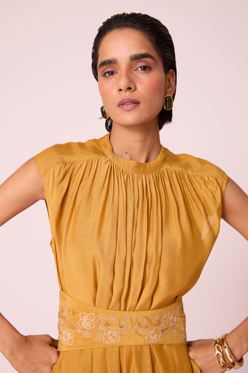 Barika Yellow Midi Dress by The Summer House in yellow color for women Worldwide