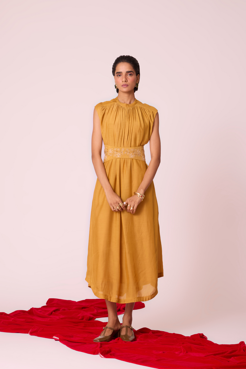 Barika Yellow Midi Dress by The Summer House in yellow color for women Worldwide