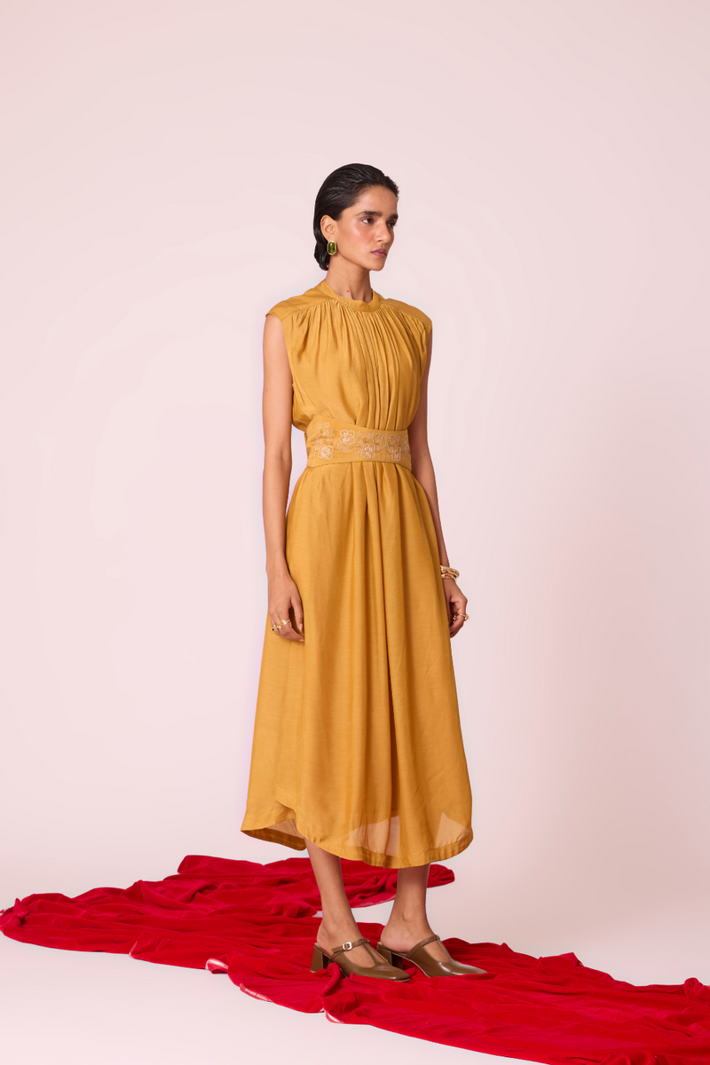 Barika Yellow Midi Dress by The Summer House in yellow color for women Worldwide