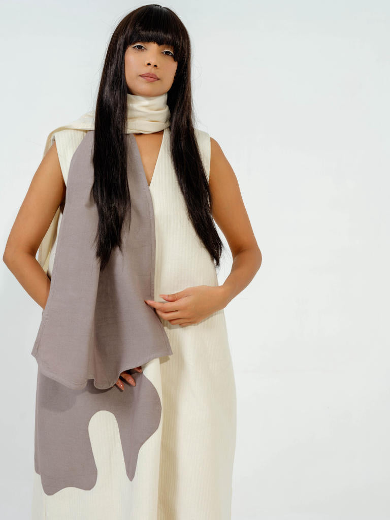 Basil scarf cotton matty scarf by Stoique in steel grey, natural for women Worldwide