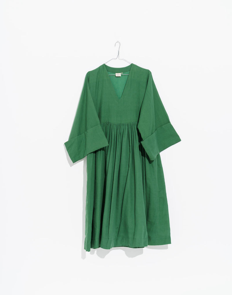 Basil green gathered midi dress - Basil Green Dress by World of Crow in green color for women Worldwide