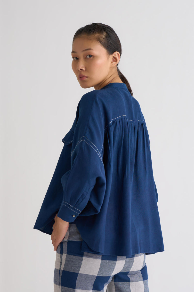 Bat Sleeve Top Co-ord - Navy Co-ord Set,Bottoms,Top & Tunics by THREE for women Worldwide