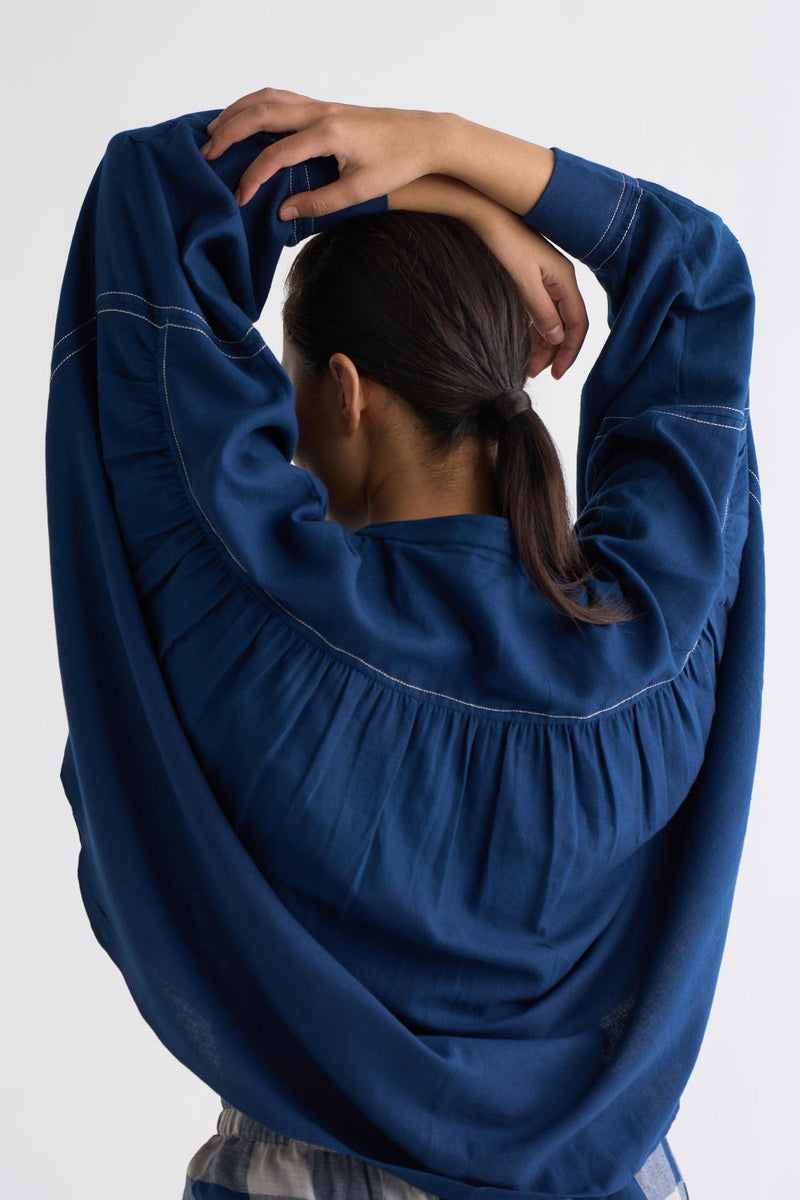 Bat Sleeve Top Co-ord - Navy Co-ord Set,Bottoms,Top & Tunics by THREE for women Worldwide