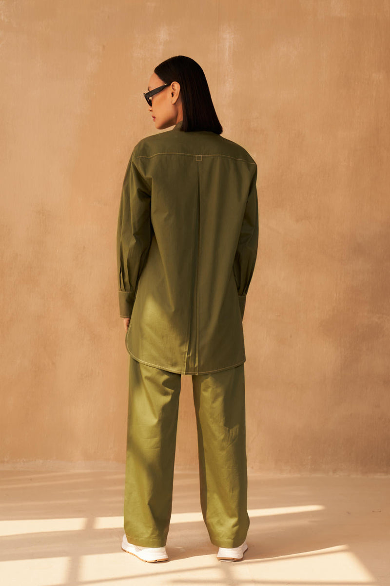 Be Kind Organic Cotton Shirt poplin by SUI in olive color for women Worldwide