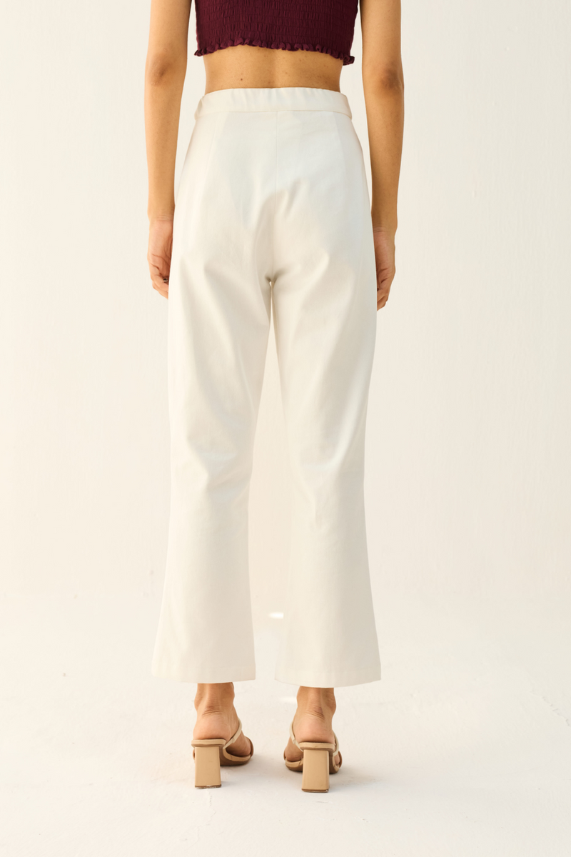 Be Wild Handwoven Twill Trousers cotton by Sui in white color for women Worldwide