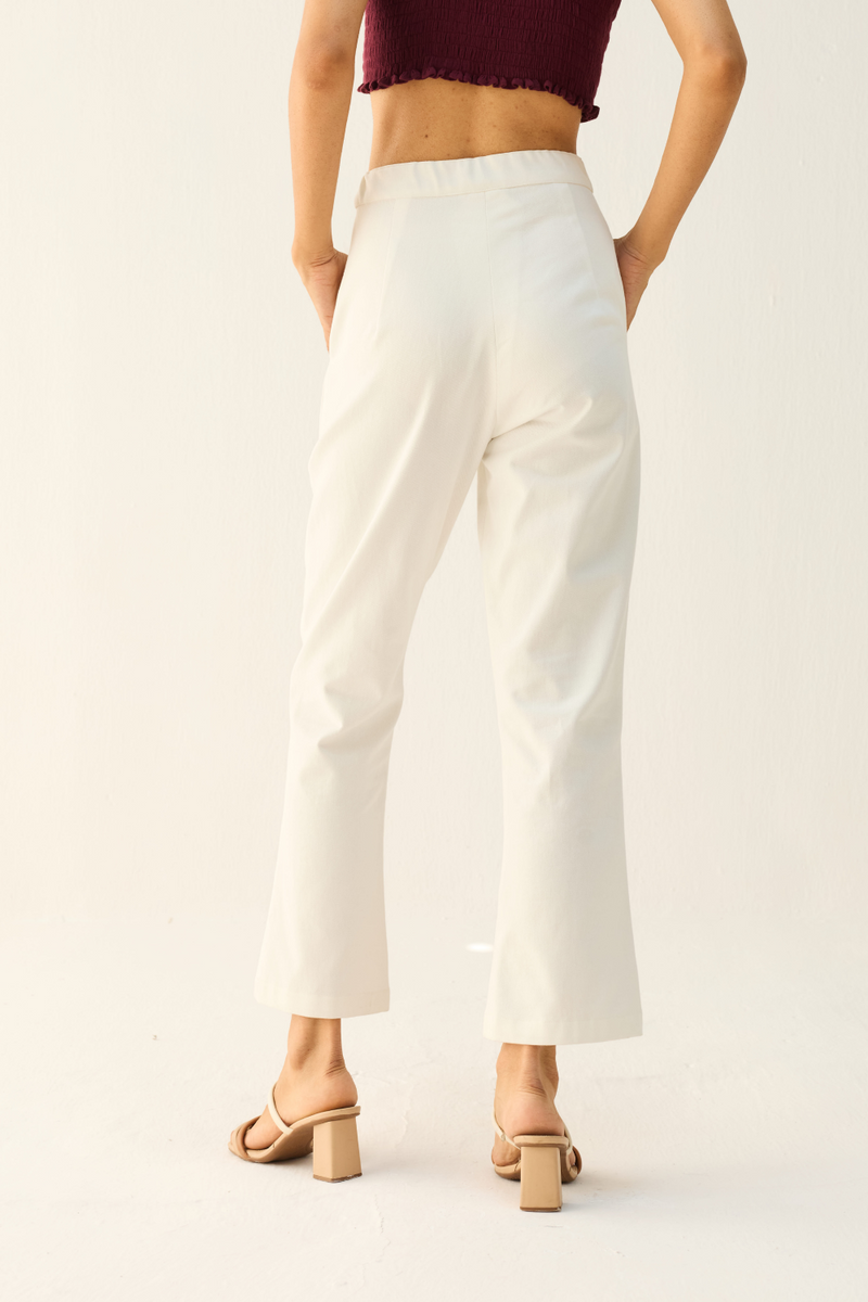 Be Wild Handwoven Twill Trousers cotton by Sui in white color for women Worldwide