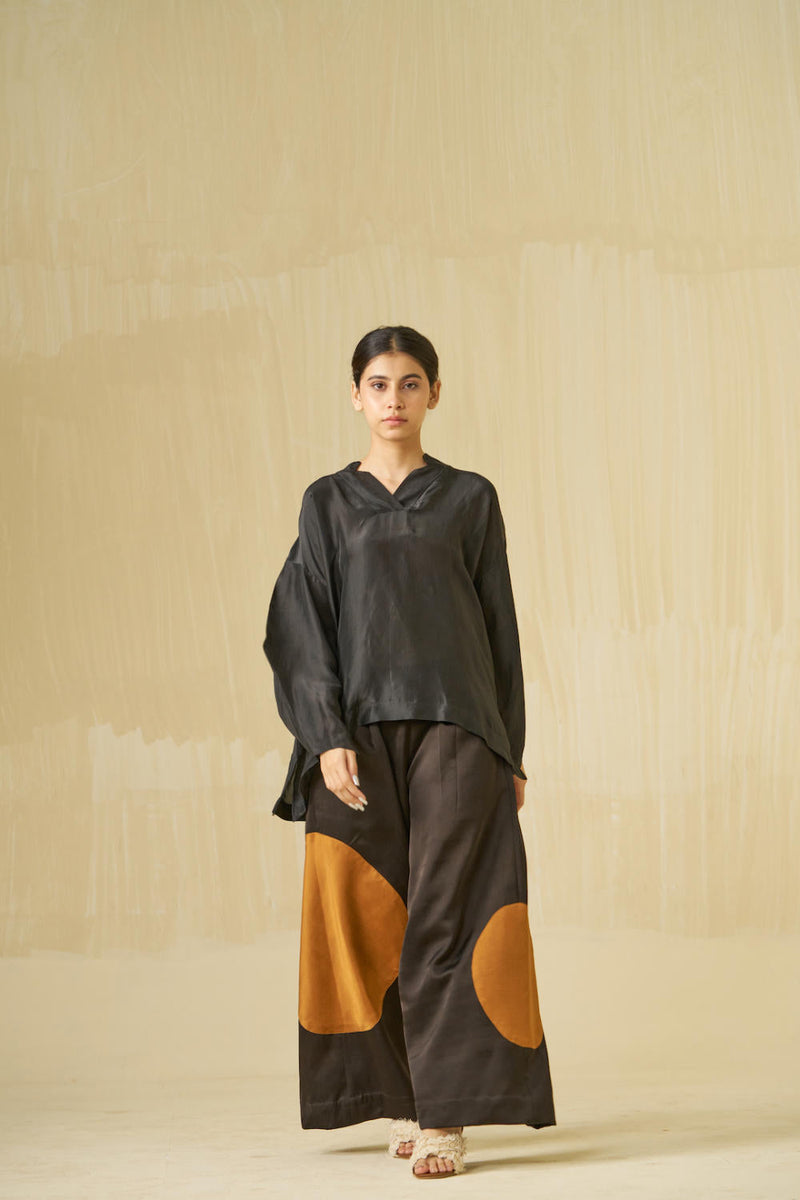 Beau Top upada silk tops and shirts by Stoique in black, honey for women Worldwide