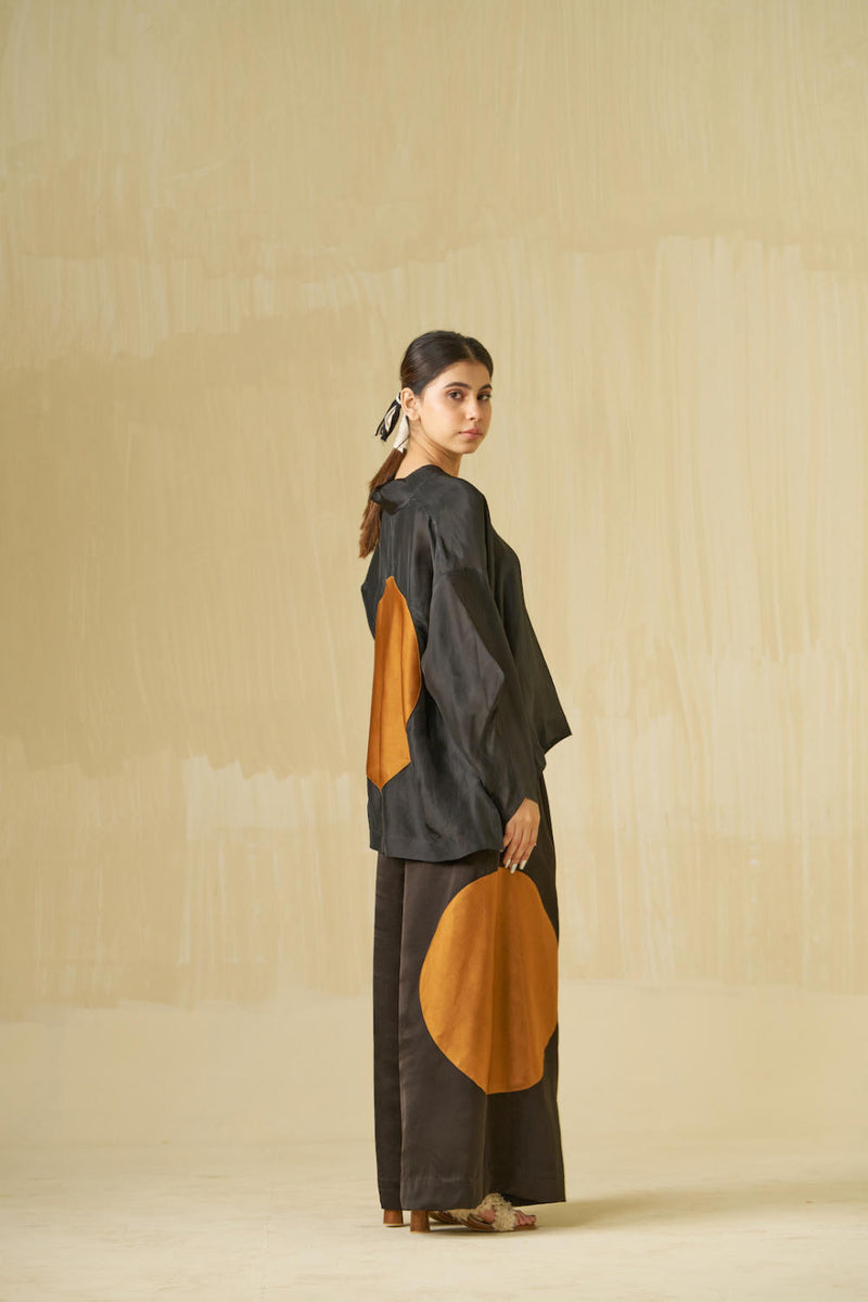 Beau Top upada silk tops and shirts by Stoique in black, honey for women Worldwide