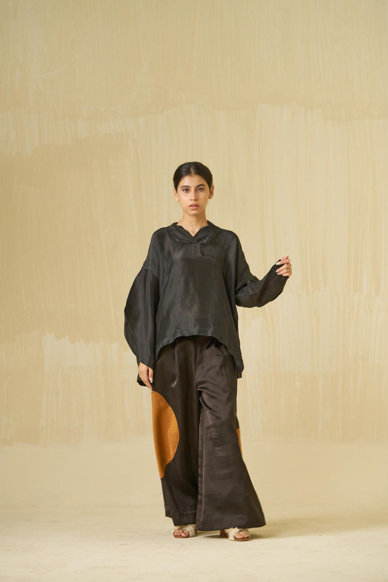 Beau Top upada silk tops and shirts by Stoique in black, honey for women Worldwide