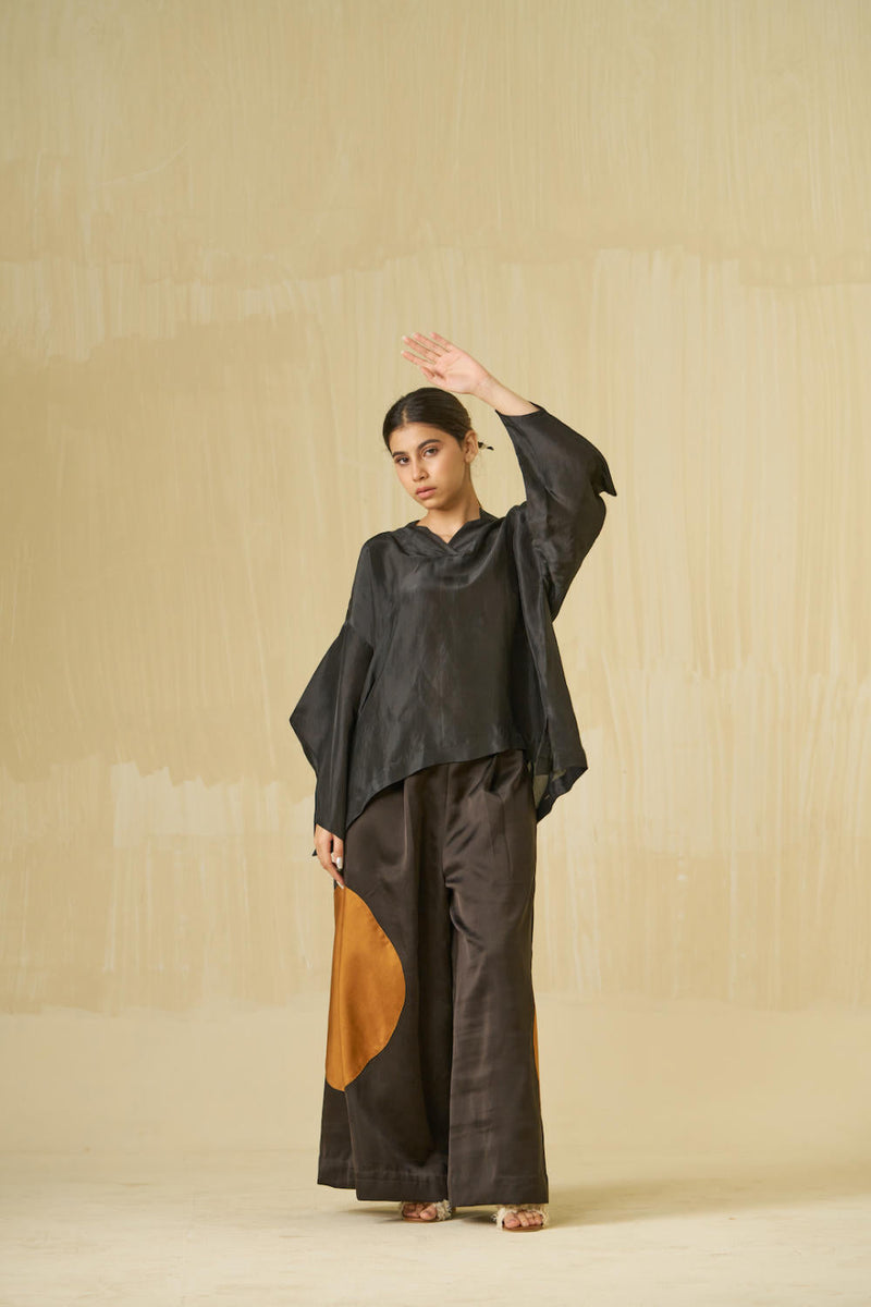 Beau Top upada silk tops and shirts by Stoique in black, honey for women Worldwide