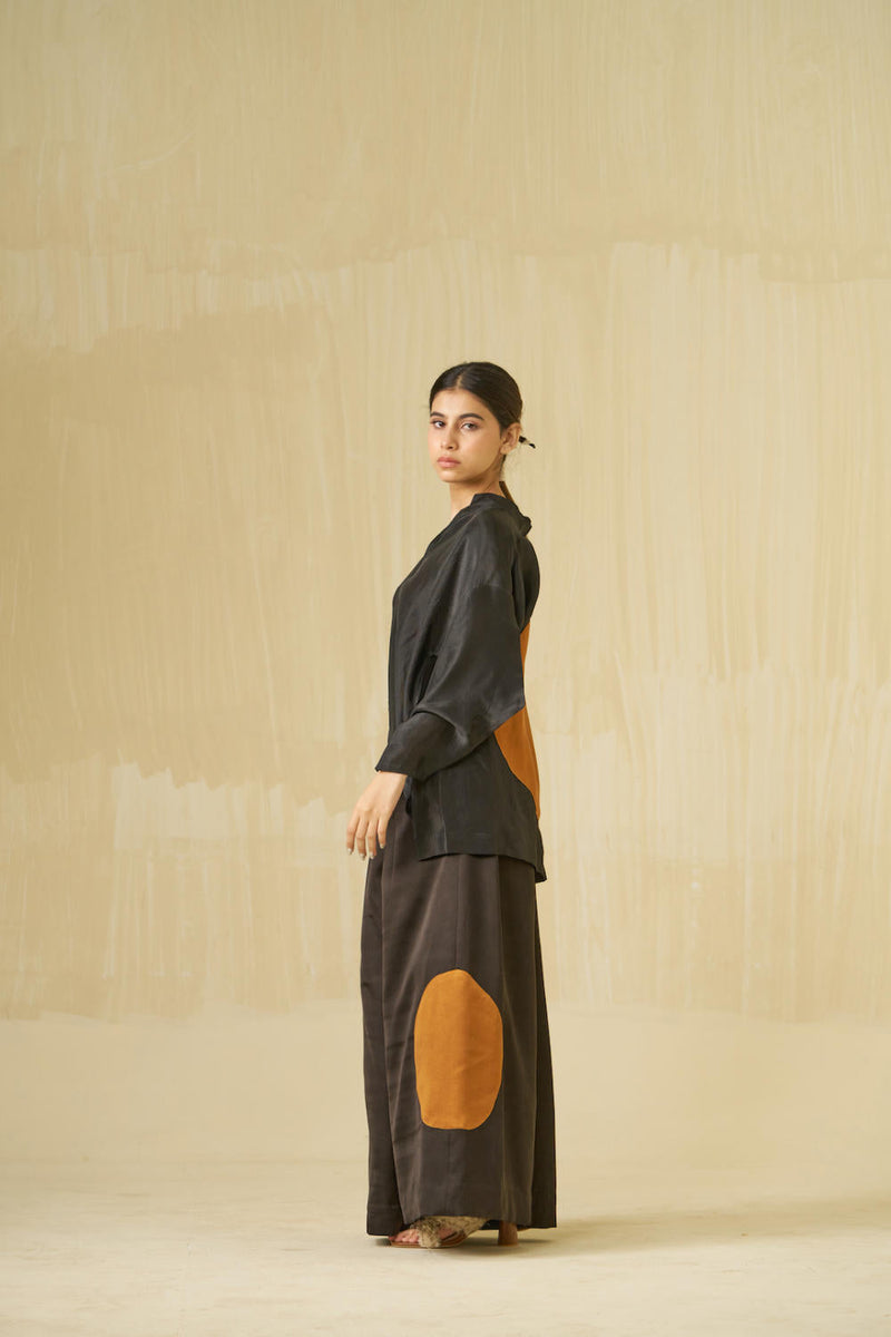 Beau Top upada silk tops and shirts by Stoique in black, honey for women Worldwide