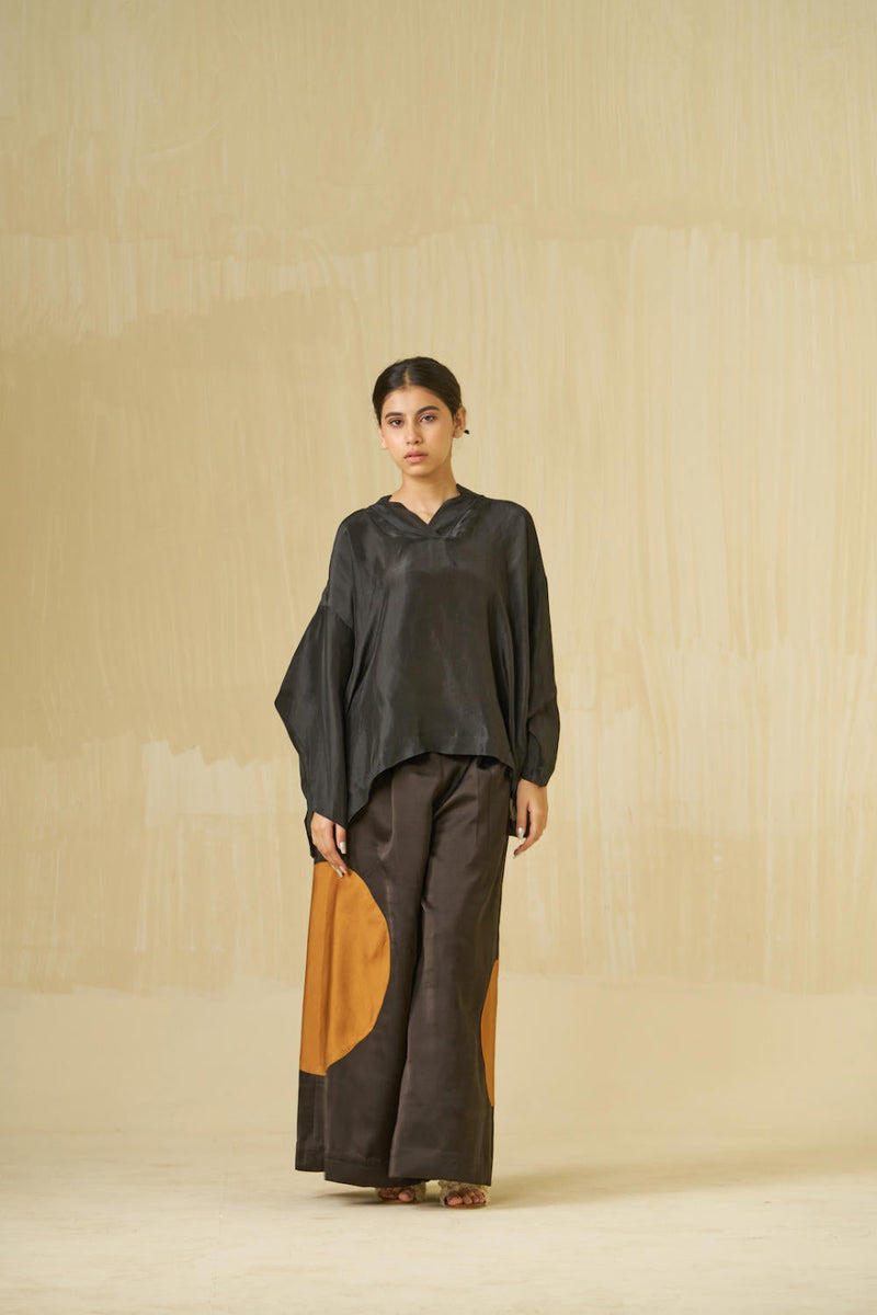 Beau Top upada silk tops and shirts by Stoique in black, honey for women Worldwide