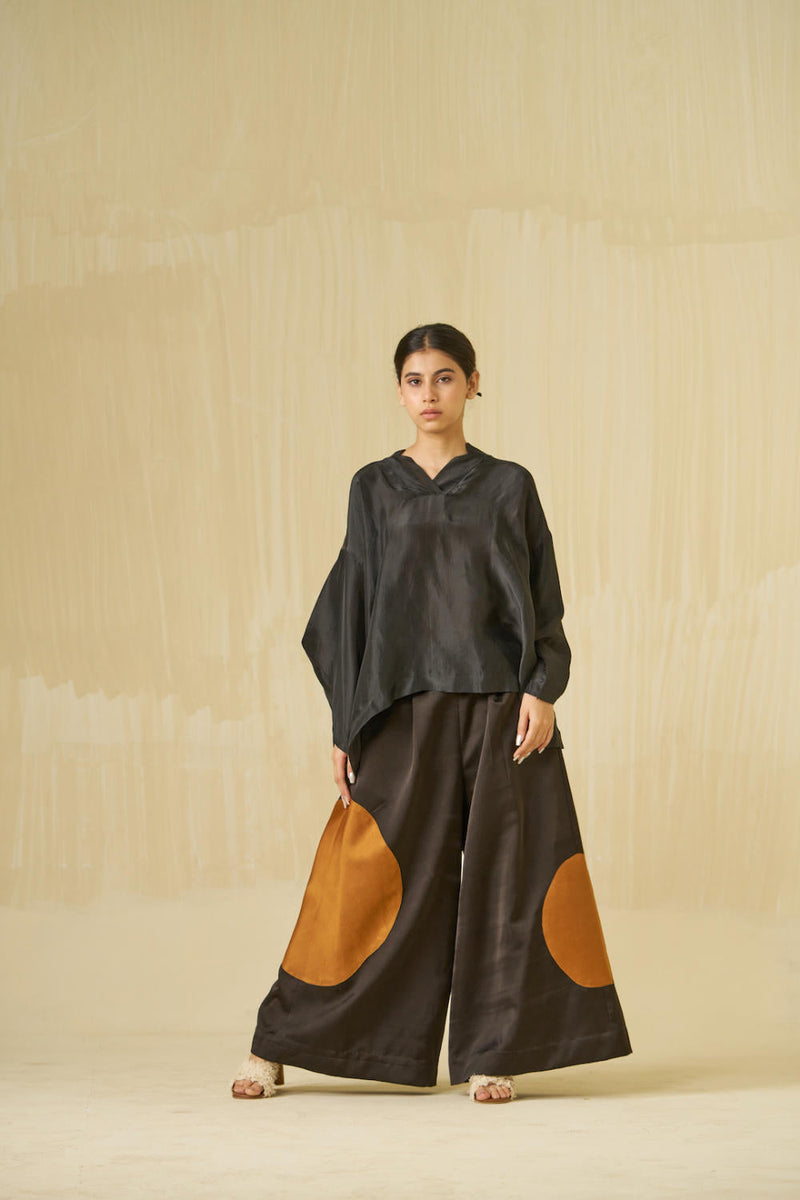 Beau Top upada silk tops and shirts by Stoique in black, honey for women Worldwide