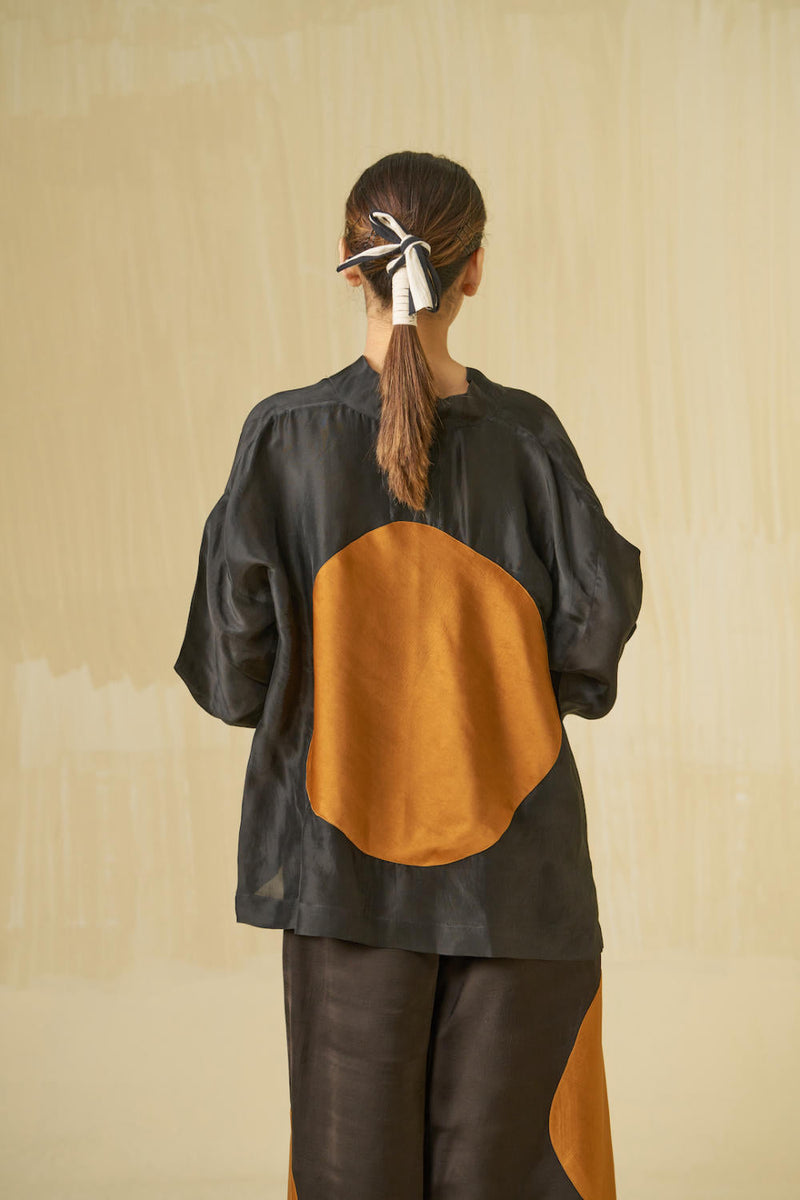 Beau Top upada silk tops and shirts by Stoique in black, honey for women Worldwide