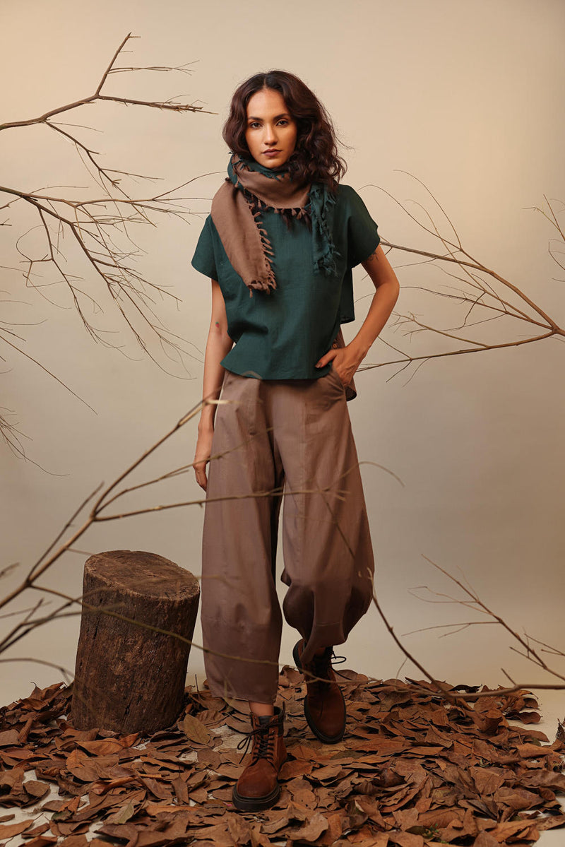 Beige Suga Pants 100% cotton by Mati in beige color for women Worldwide