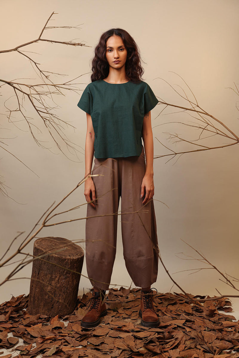 Beige Suga Pants 100% cotton by Mati in beige color for women Worldwide
