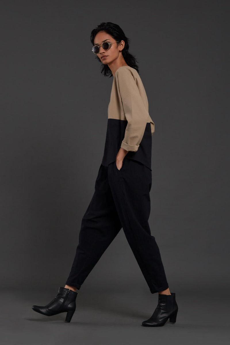 Beige & Black Rekin Set Co-ord Set by Mati for women Worldwide