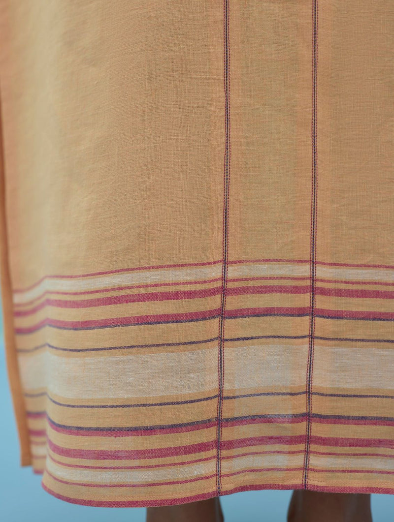 Beli Sleeveless Border Linen Dress - Apricot linen dress by Manan in apricot for women Worldwide