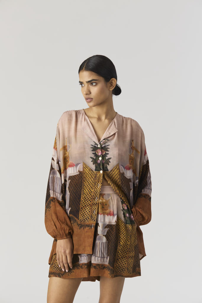 BELLONA CO-ORD by Yam in brown color for women Worldwide
