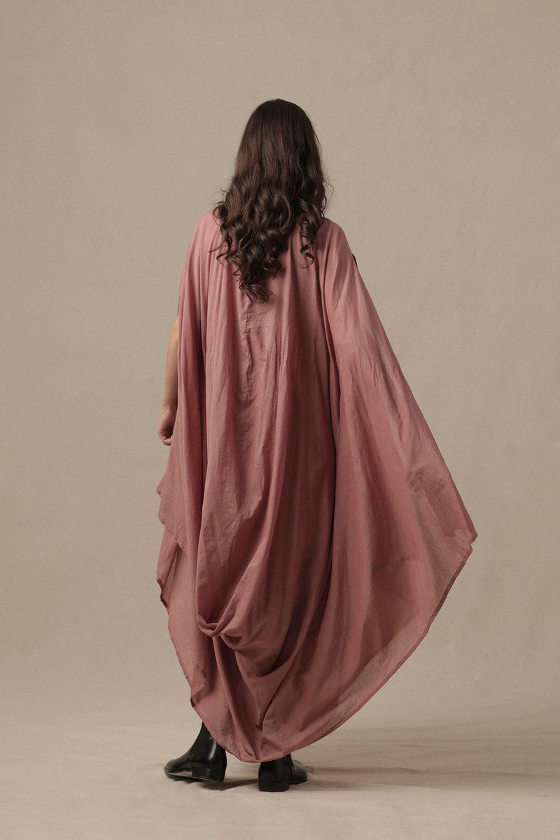 Belted Blush Cowl Dress cotton dress by Mati in pink for women Worldwide