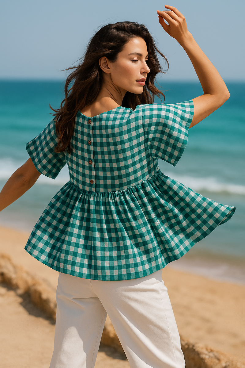 Berk Peplum Top cotton by Moborr in green color for women Worldwide