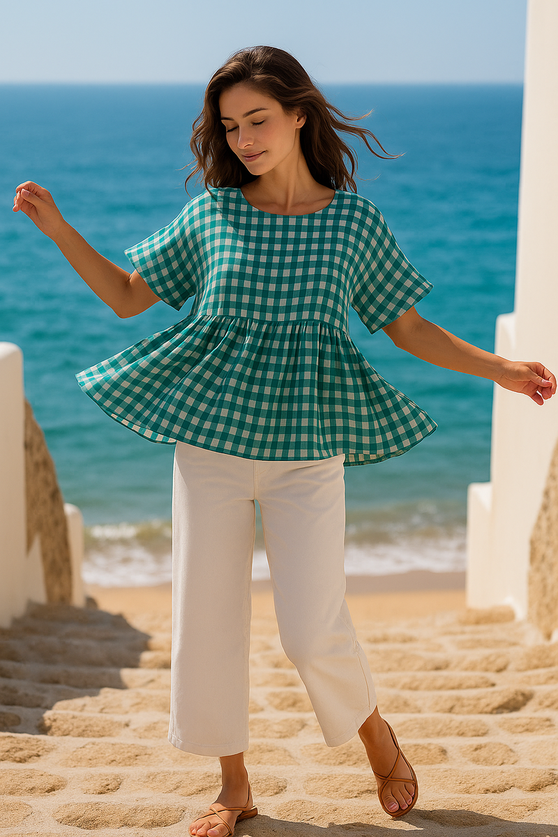 Berk Peplum Top cotton by Moborr in green color for women Worldwide
