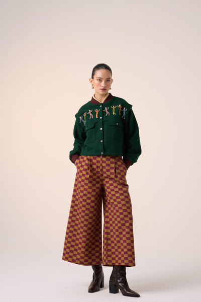 BERT JACKET -GREEN FOLK EMBROIDERY