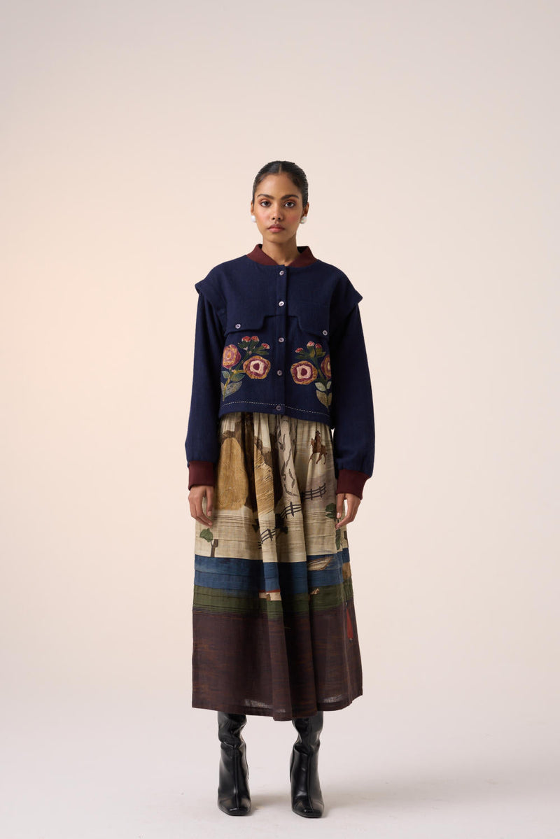 BERT JACKET -INK FLOWER APPLIQUE by CORD for women Worldwide