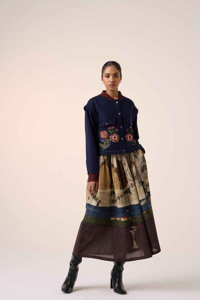 BERT JACKET -INK FLOWER APPLIQUE by CORD for women Worldwide