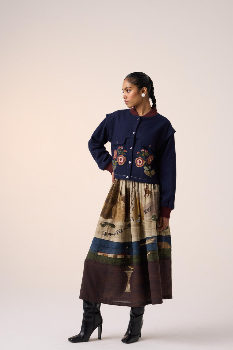 BERT JACKET -INK FLOWER APPLIQUE by CORD for women Worldwide