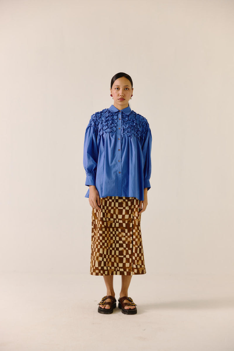 Bert Skirt -Brown checks twill by CORD for women Worldwide