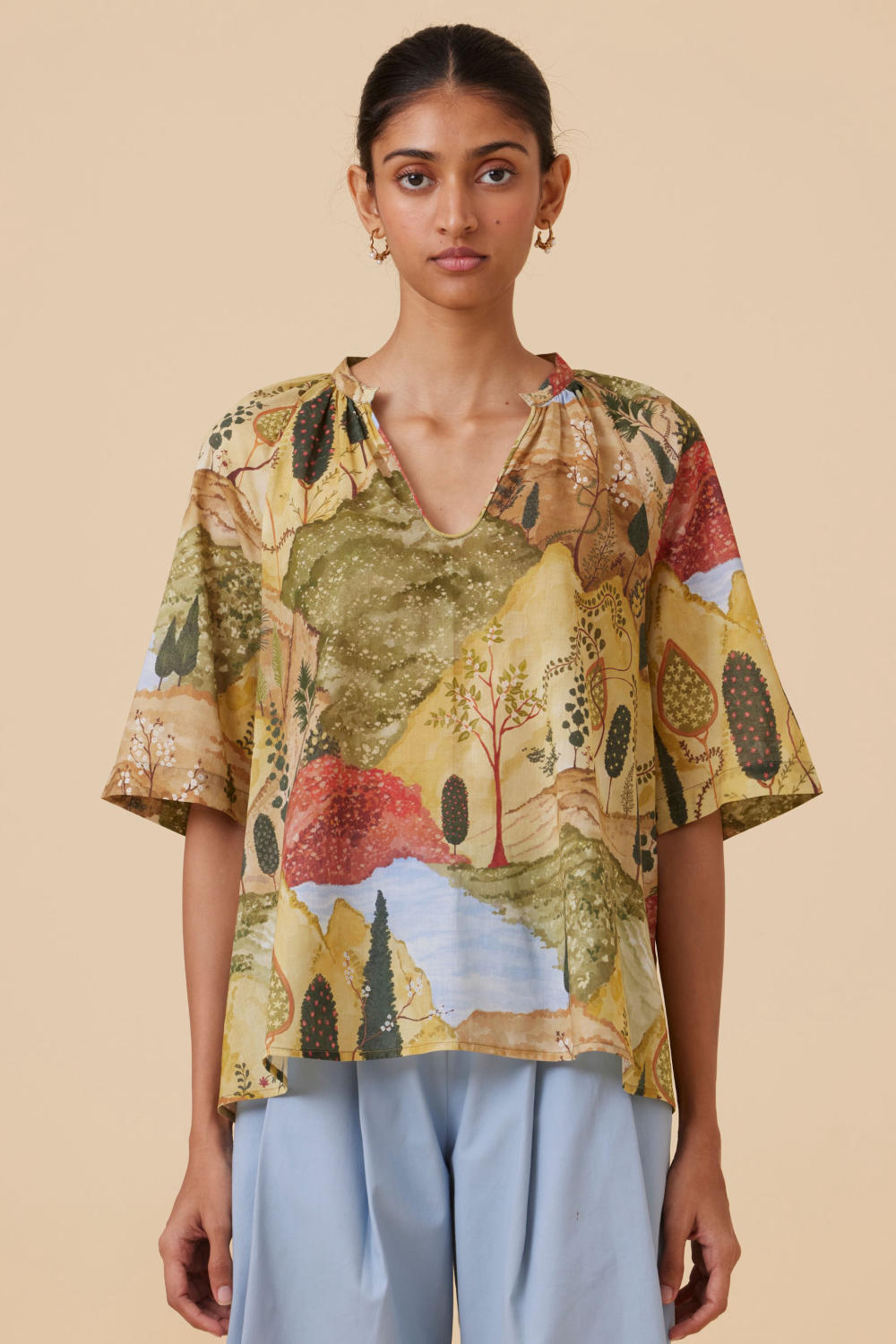 Bheer Ochre Print Top